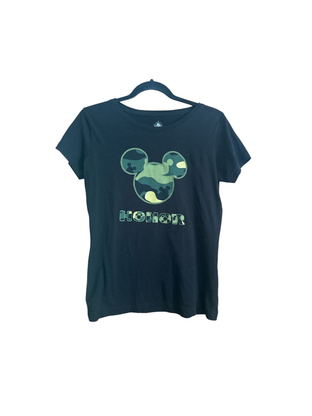 Disney Parks Veterans Day Graphic 'HONOR' Tee with Green Camo Mickey Motif - Picture 1 of 4